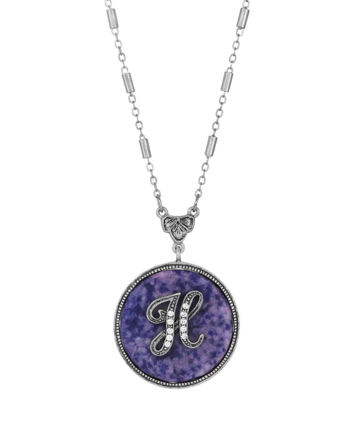 1928 Silver Tone Round Initial Pendant Necklace, Women's, G Product Image