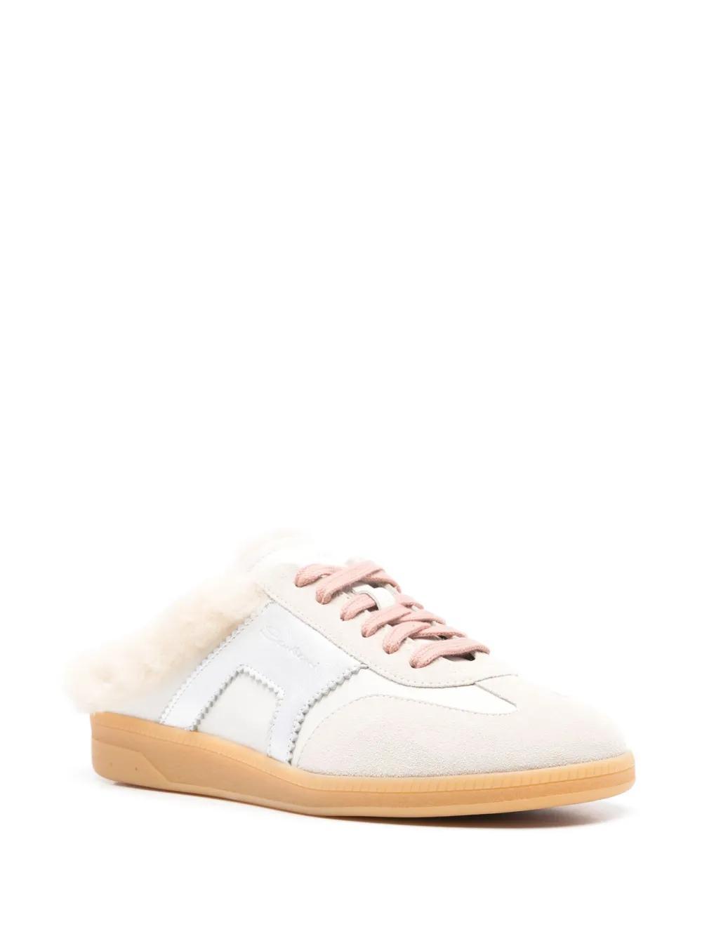 SANTONI Panelled Slippers In White Product Image