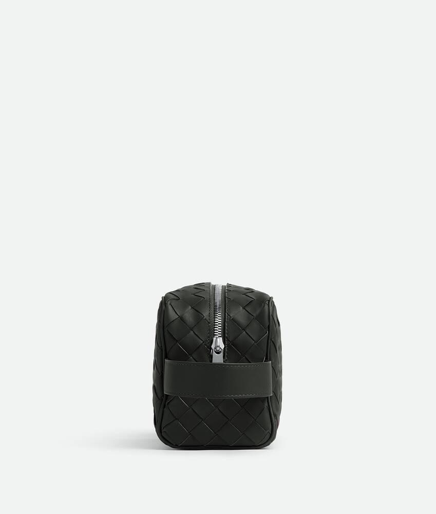 Men's Intrecciato Travel Pouch in Dark green / Travertine Product Image