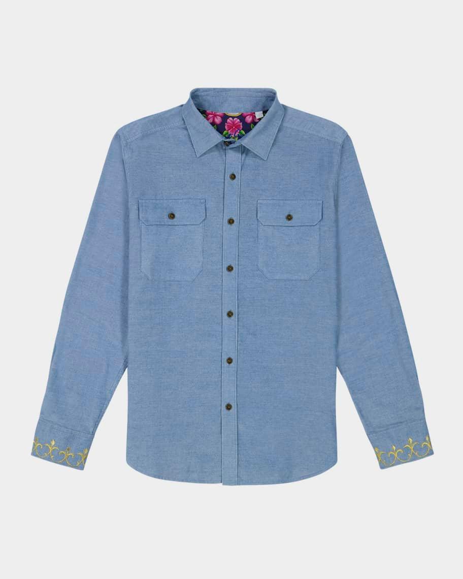 Mens Embroidered Corduroy Shirt Jacket Product Image