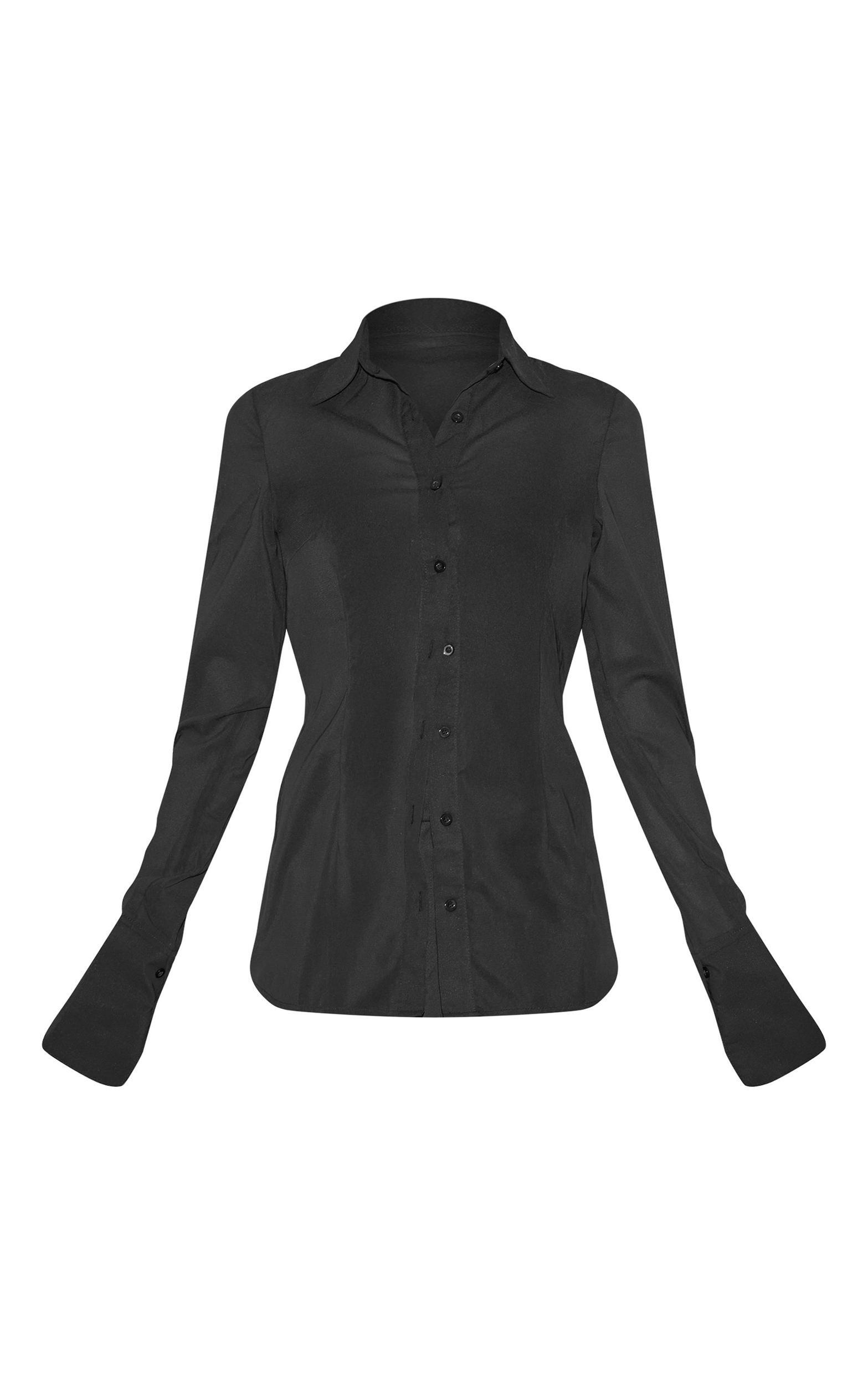 Black Chiffon Fitted Shirt Product Image