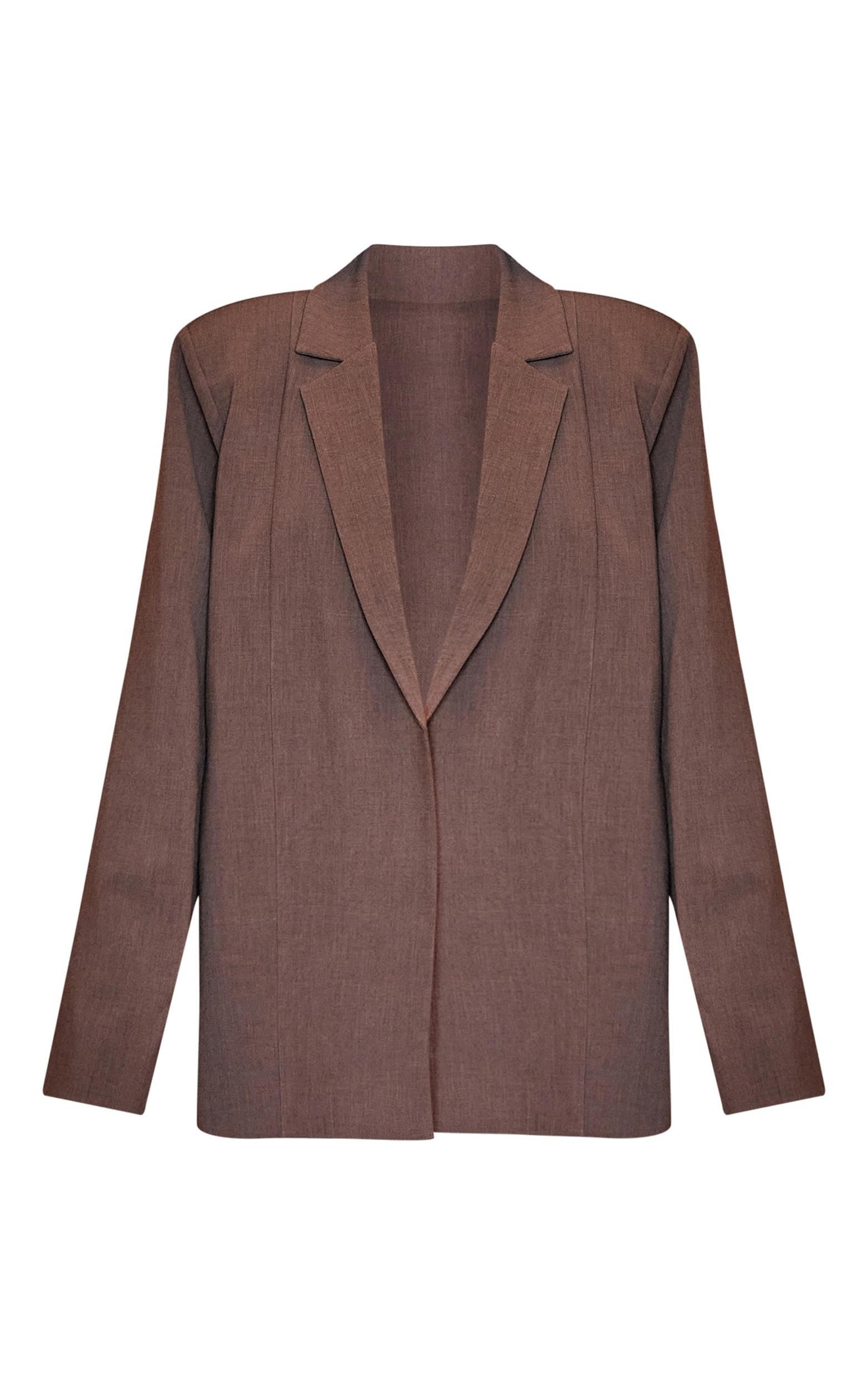 Dark Taupe Oversized Tailored Blazer Product Image