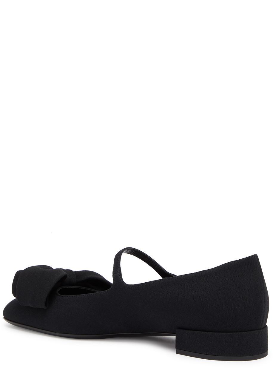 VALENTINO GARAVANI Black Mary Janes With Bow Detail In Crepe Fabric Woman In Multicolor Product Image