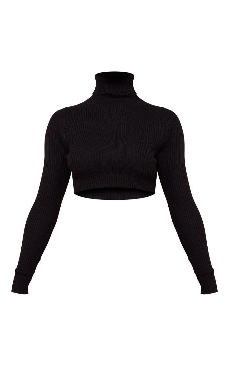 Petite Black Basic Knit Roll Neck Sweater Product Image