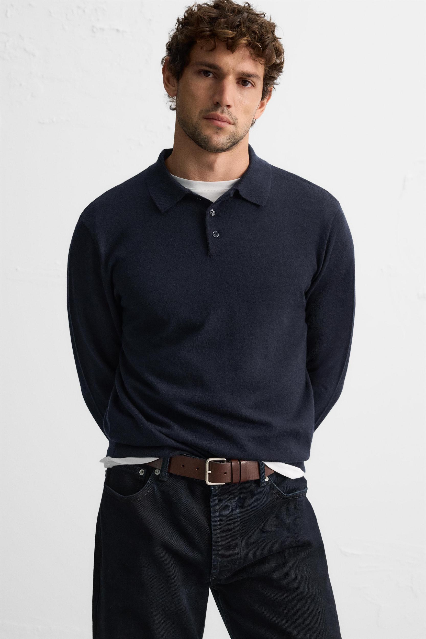 100% CASHMERE KNIT POLO Product Image