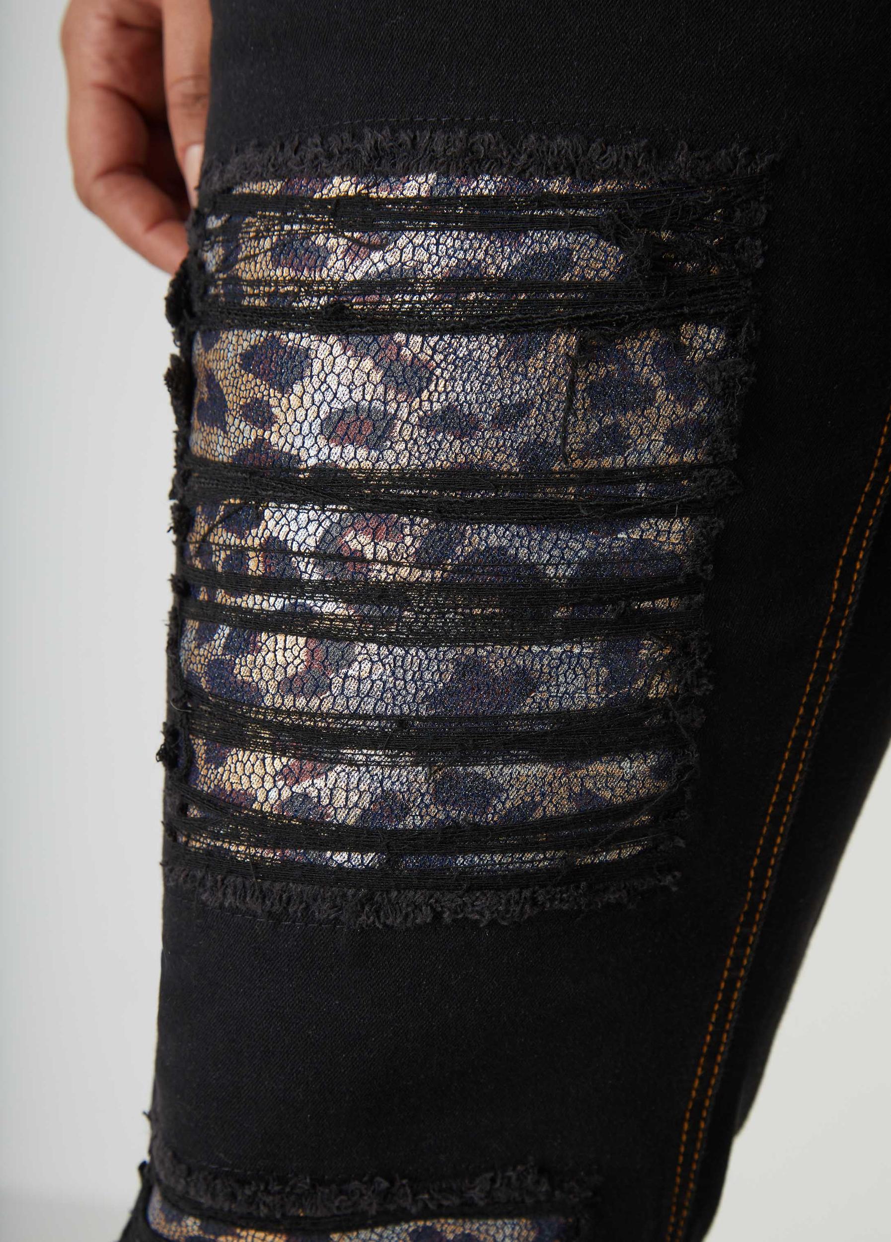 Distressed Leopard Skinny Jeans Product Image