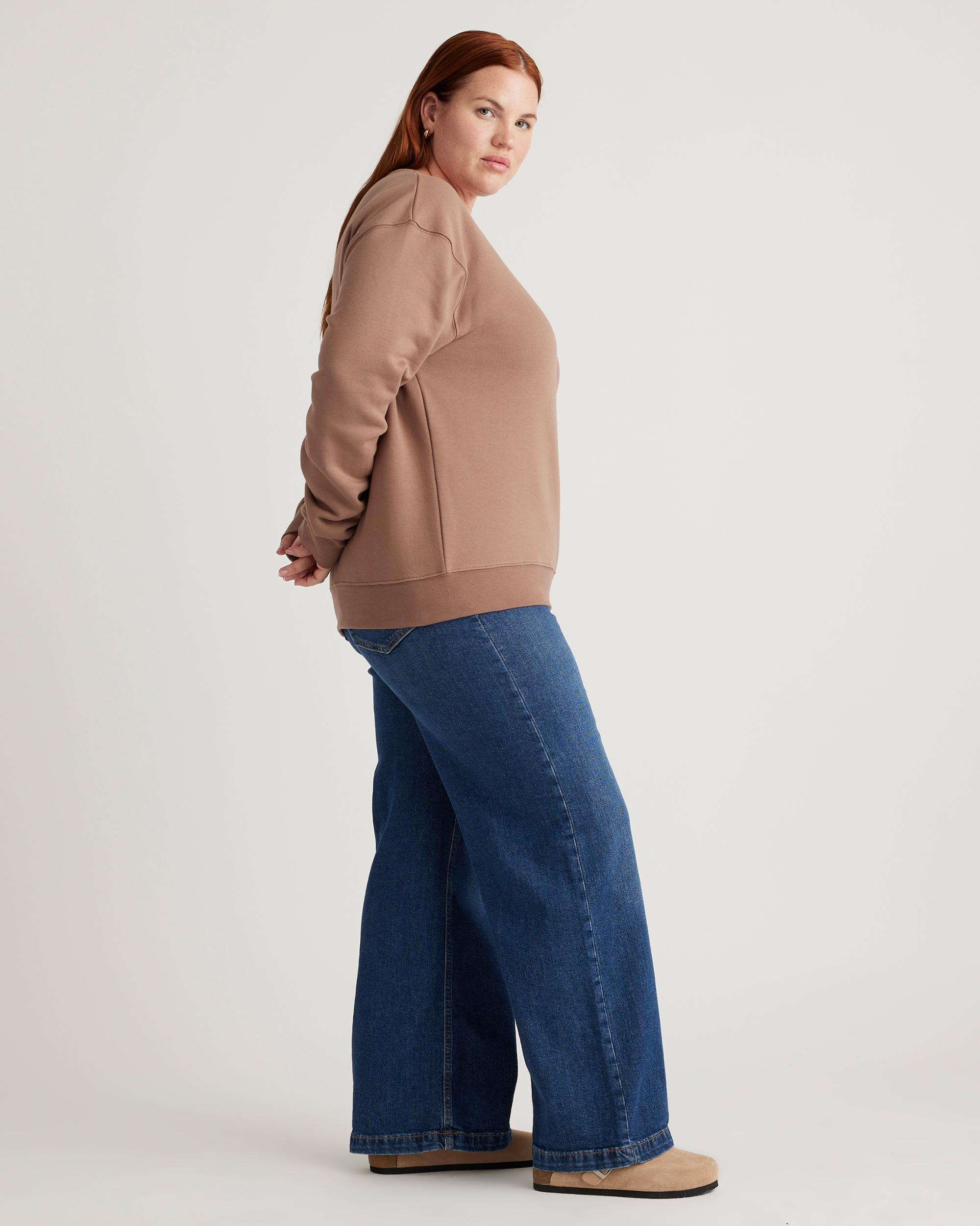 Quince | Women's Organic Heavyweight Fleece Boyfriend Crew Neck Alpaca Sweater Organic Cotton Product Image
