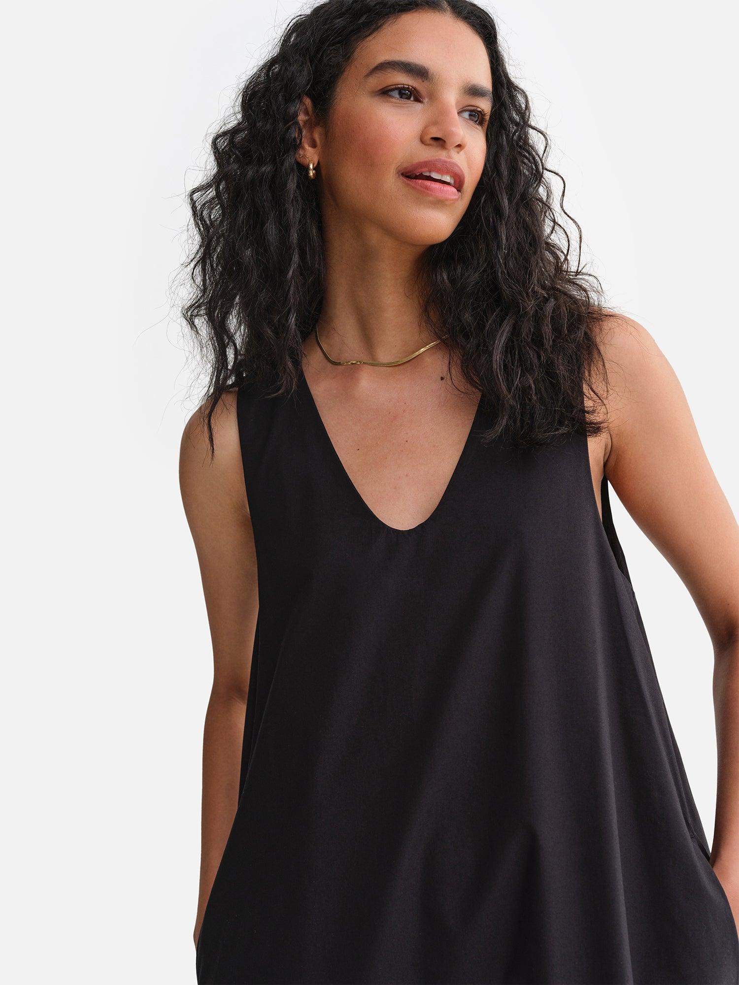 Organic Poplin Tank Pleated Dress Female Product Image