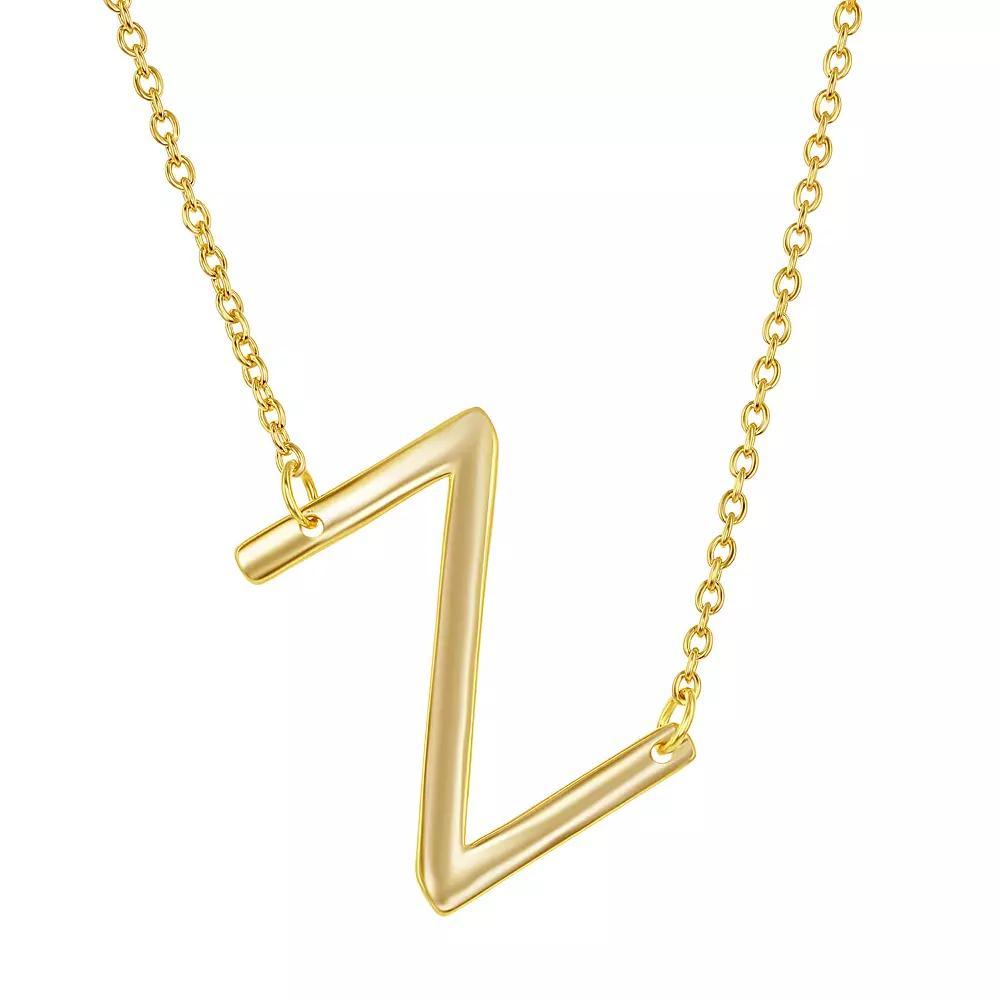 Sterling Silver Sideways Initial Necklace, Women's, Size: 16-18" ADJ, Gold Tone Z Product Image