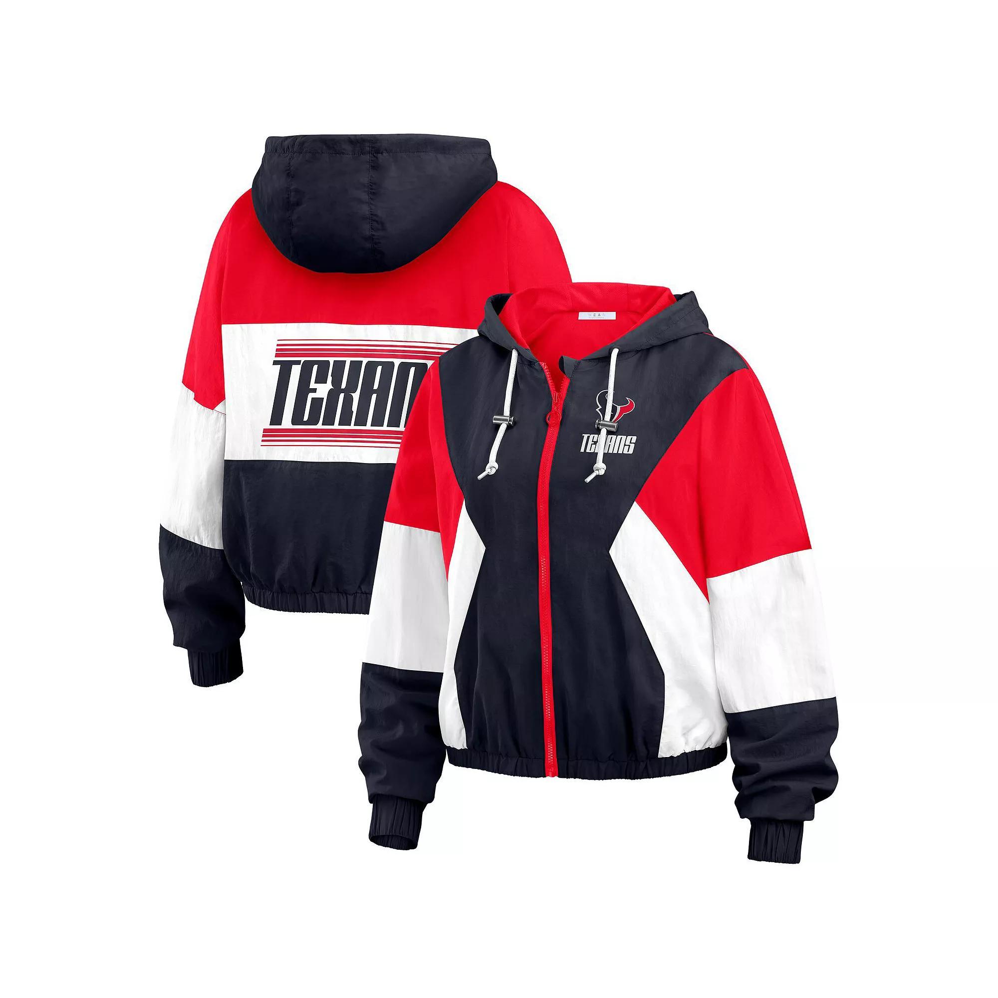 Women's WEAR by Erin Andrews Navy/Red Houston Texans Plus Size Color Block Full-Zip Windbreaker Jacket, Size: 1XL, Blue Product Image