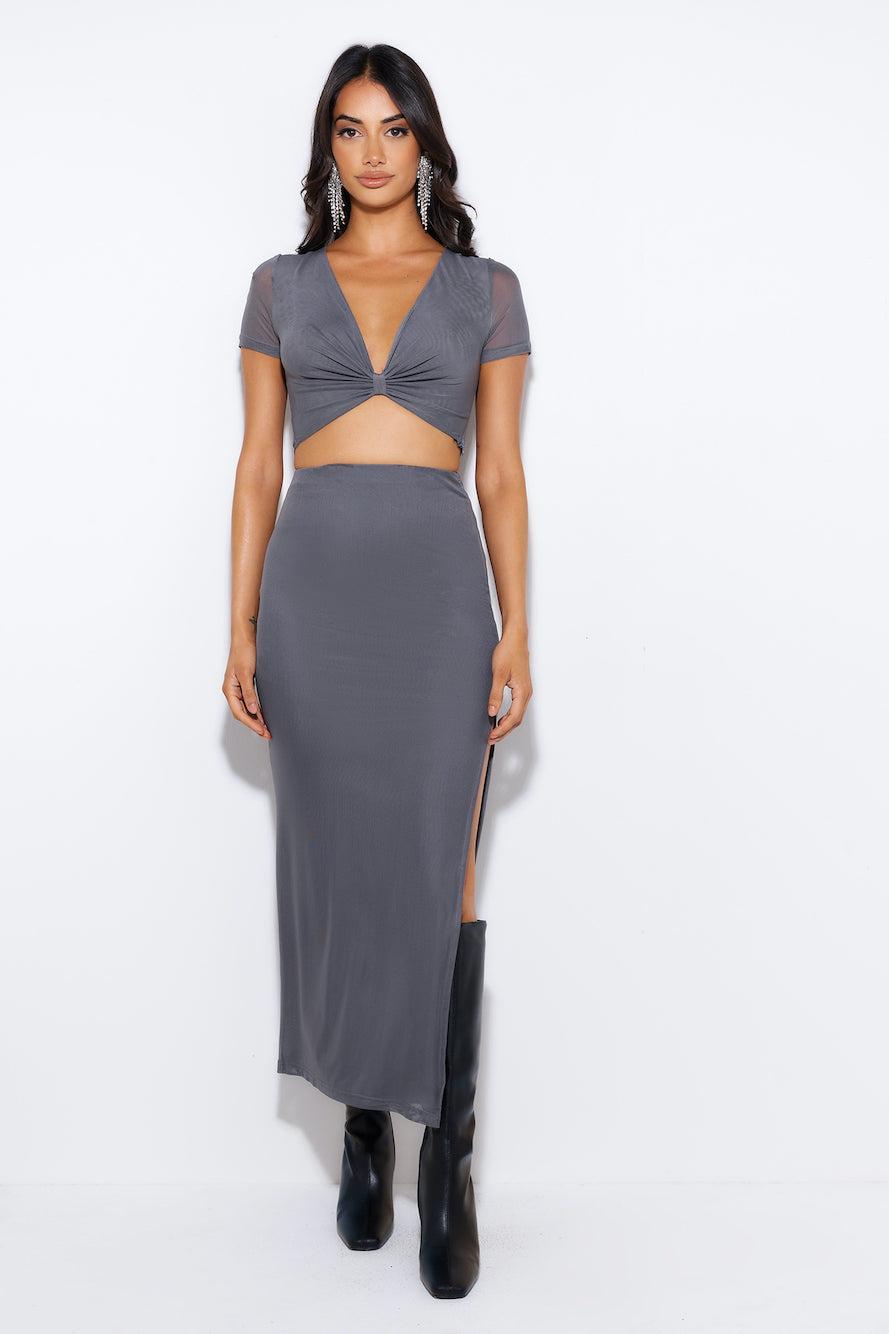 Energy For You Mesh Crop Top Grey Product Image