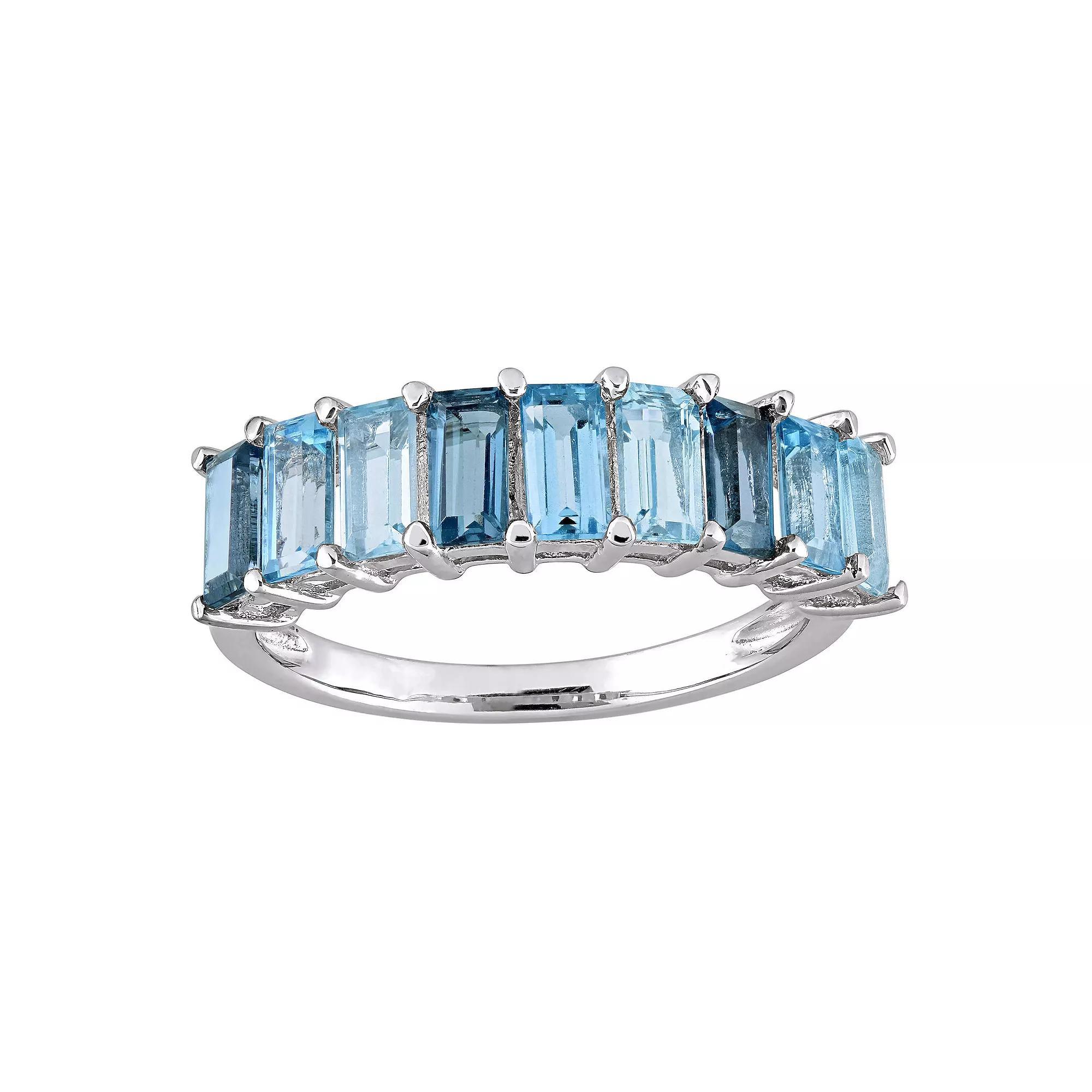 Stella Grace Sterling Silver Multi-Blue Topaz Baguette Ring, Women's, Size: 8 Product Image