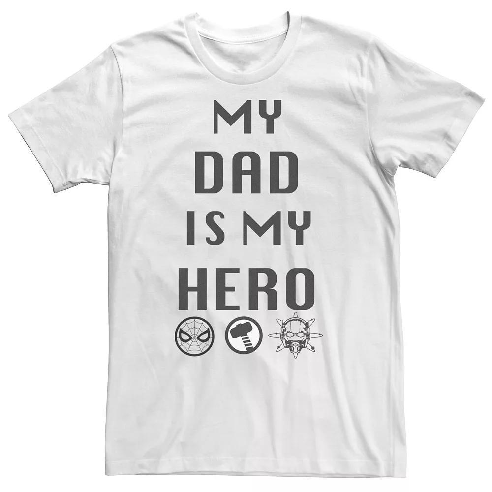 Big & Tall Marvel Avengers "My Dad Is My Hero" Tee, Men's, Size: 3XL Tall, White Product Image