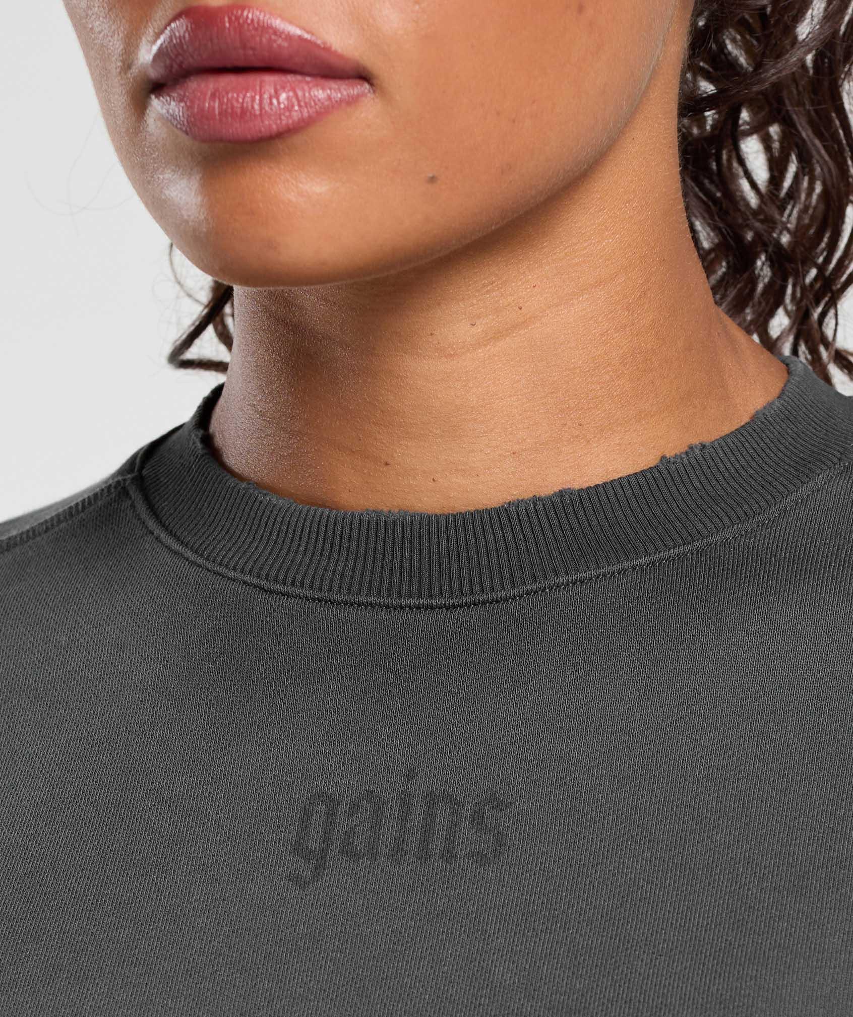 Gymshark Gains Washed Loopback Crew Neck - Asphalt Grey/Black Female Product Image