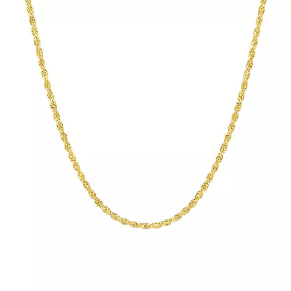 PRIMROSE 24k Gold Over Silver 20-in. Rope Chain, Women's, Size: 24", Gold Tone Product Image