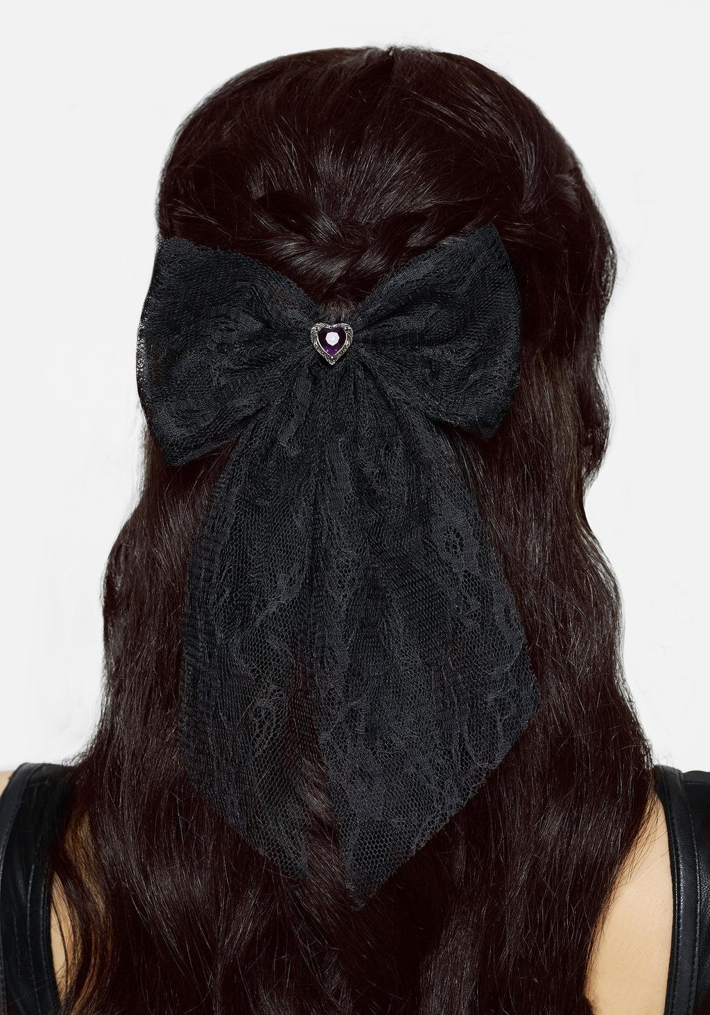 Melanie Heart Lace Hair Bow Product Image