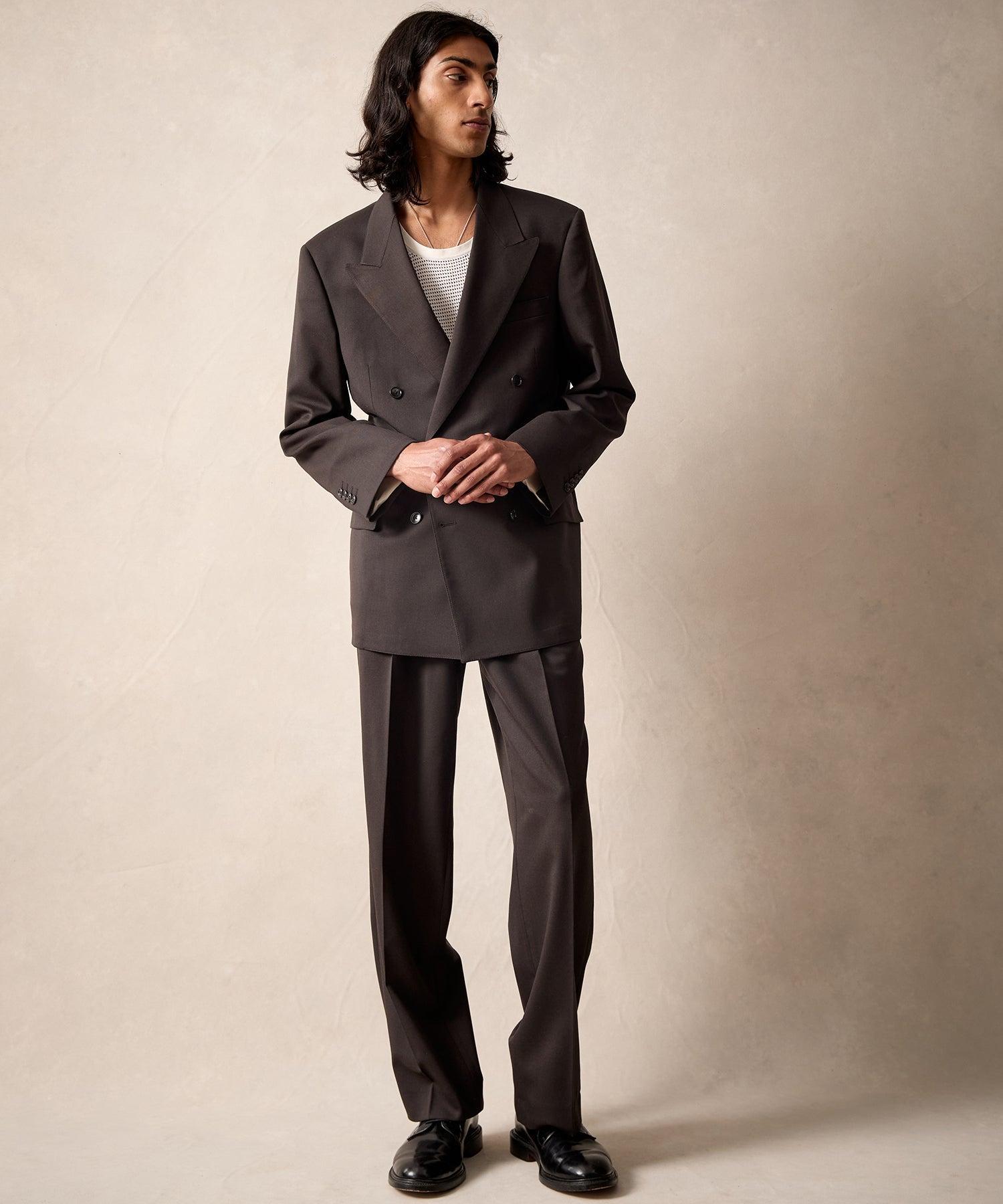 Italian Gabardine Wythe Trouser in Dark Brown Product Image