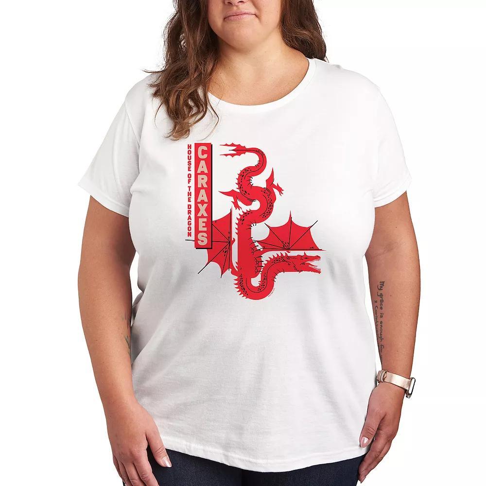 Plus House of the Dragon Caraxes Dragon Graphic Tee, Womens Heather Grey Product Image