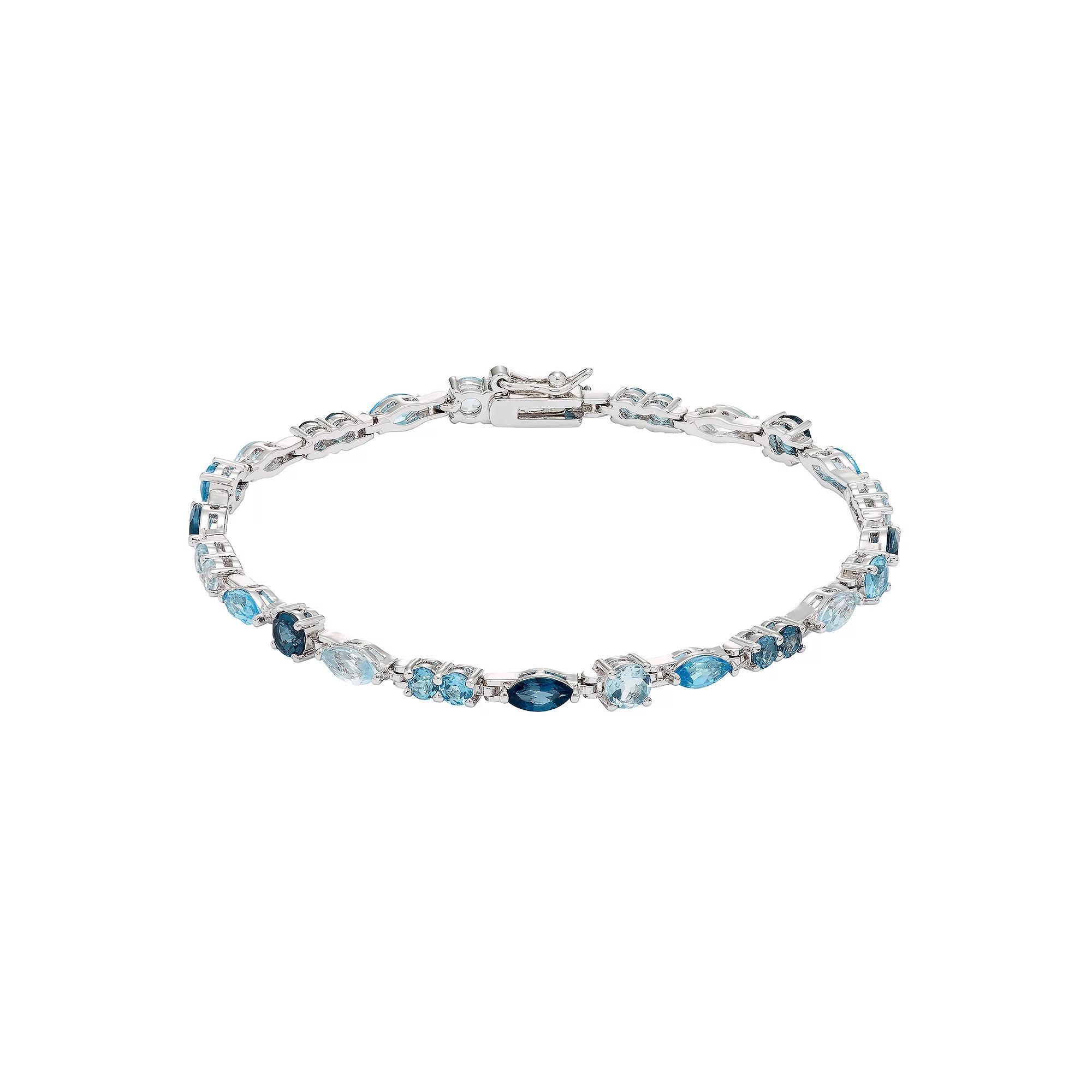 Sterling Silver Blue Topaz Bracelet, Women's, Size: 7.25" Product Image