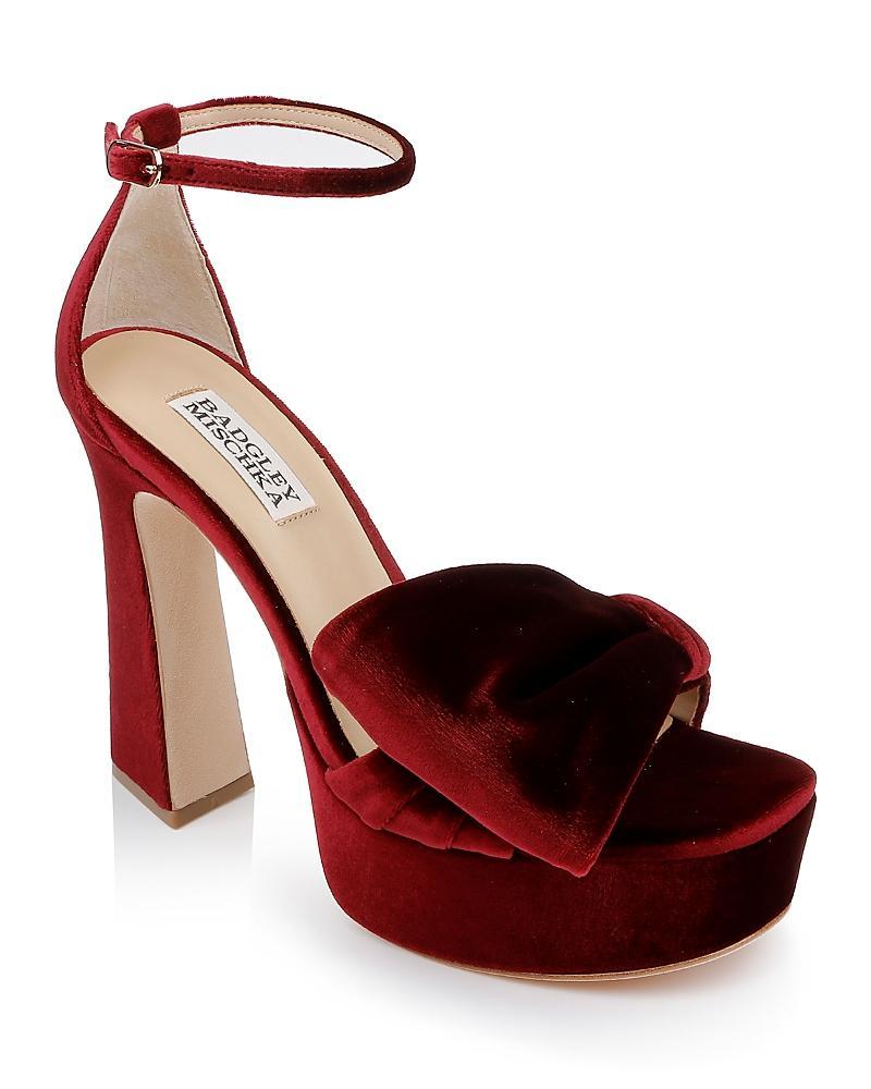 Badgley Mischka Womens Alora Ii Square Toe Bow Embellished High Heel Platform Sandals Product Image