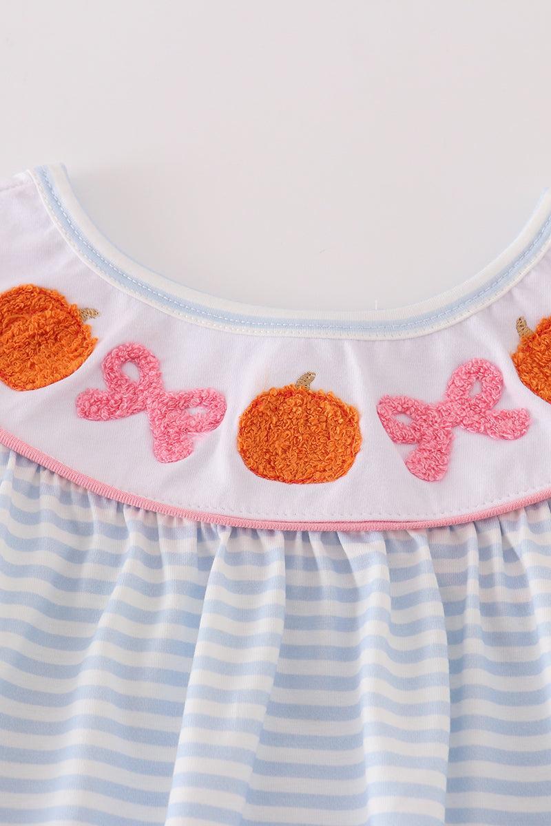 Blue stripe pumpkin french knot dress Product Image