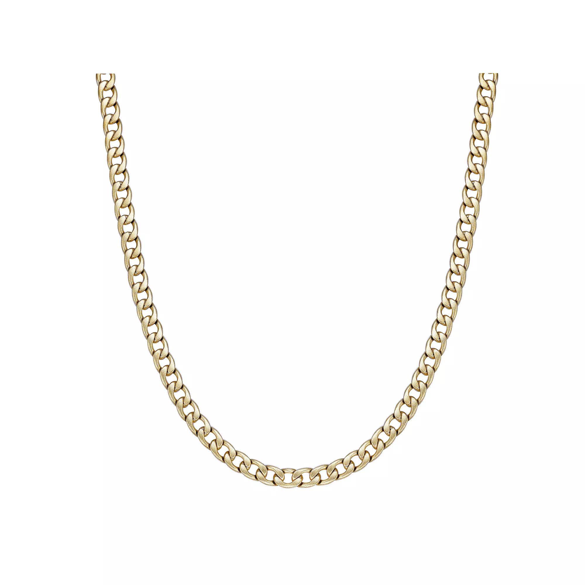 Men's LYNX Stainless Steel Gold Tone Ion-Plated Curb Chain Necklace, Size: 22" Product Image
