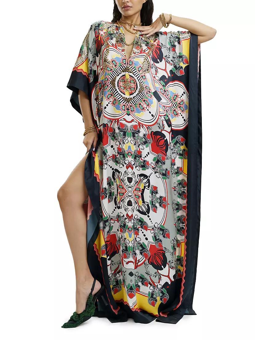 Printed Silk Studded Caftan Product Image
