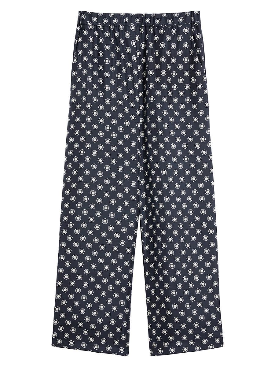 Womens Vik Medallion-Print Silk Wide-Leg Pants Product Image