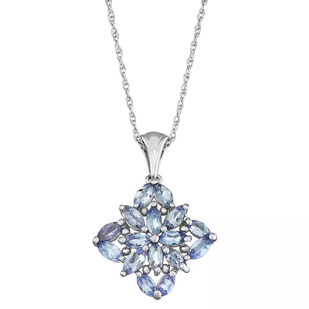 Jewelexcess Sterling Silver Tanzanite Floral Pendant Necklace, Women's, Size: 18", Blue Product Image