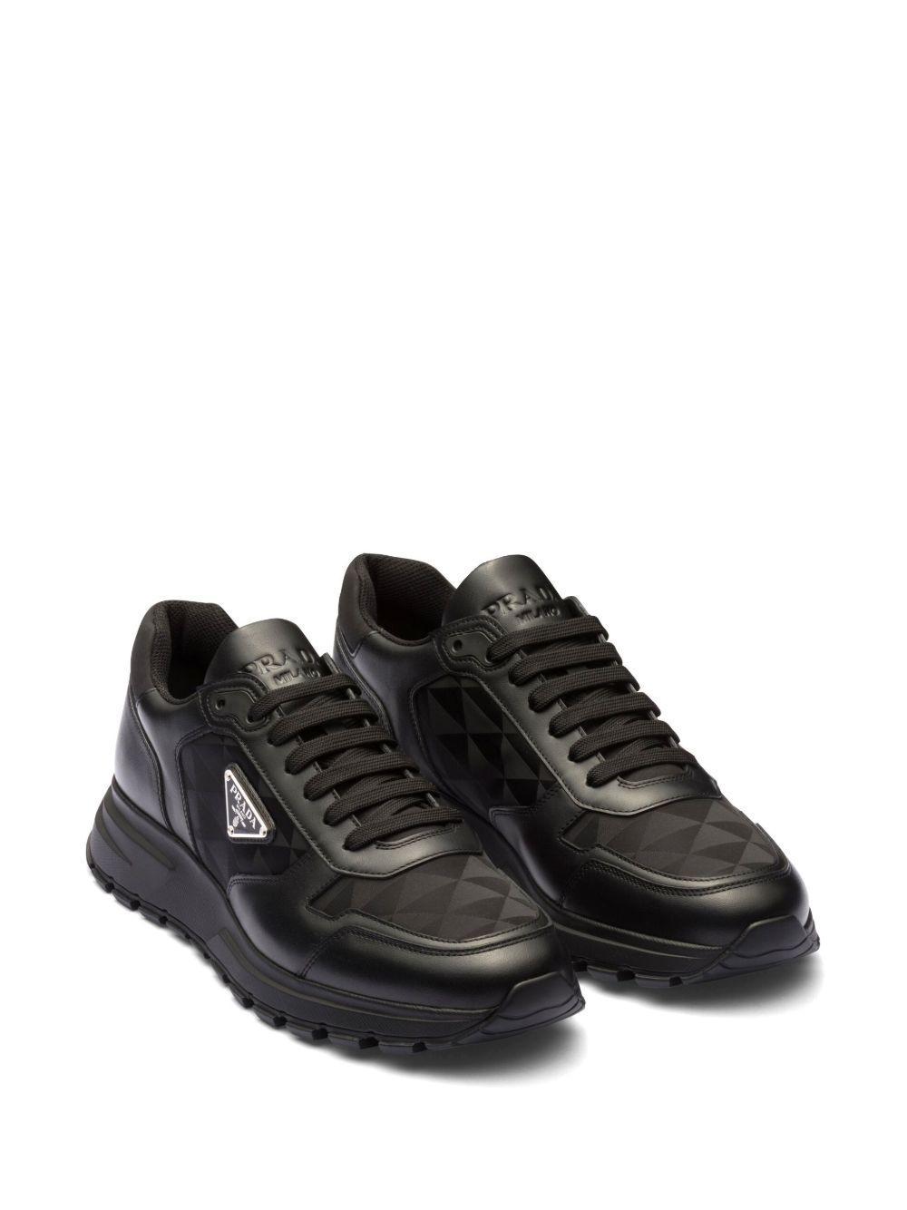 logo-jacquard leather sneakers Product Image