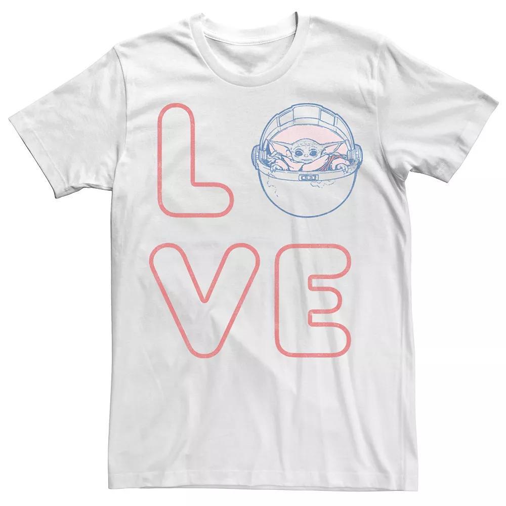 Big & Tall Star Wars: The Mandalorian The Child Valentine's Day "Love" Box Up Tee, Men's, Size: 4XL, White Product Image