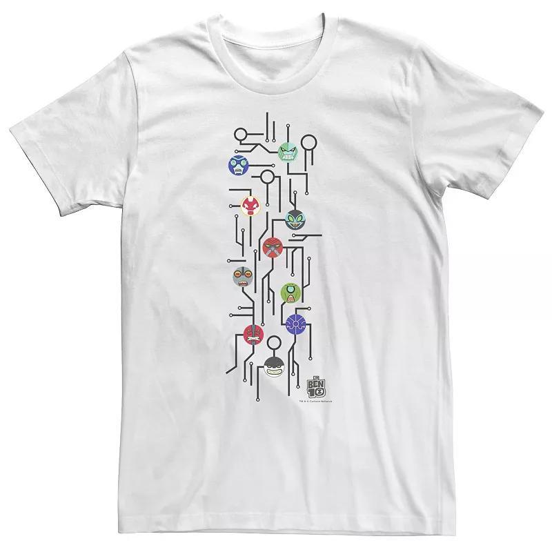 Big & Tall Cartoon Network Ben 10 Alien Icons Map Tee, Men's, Size: 5XL, White Product Image