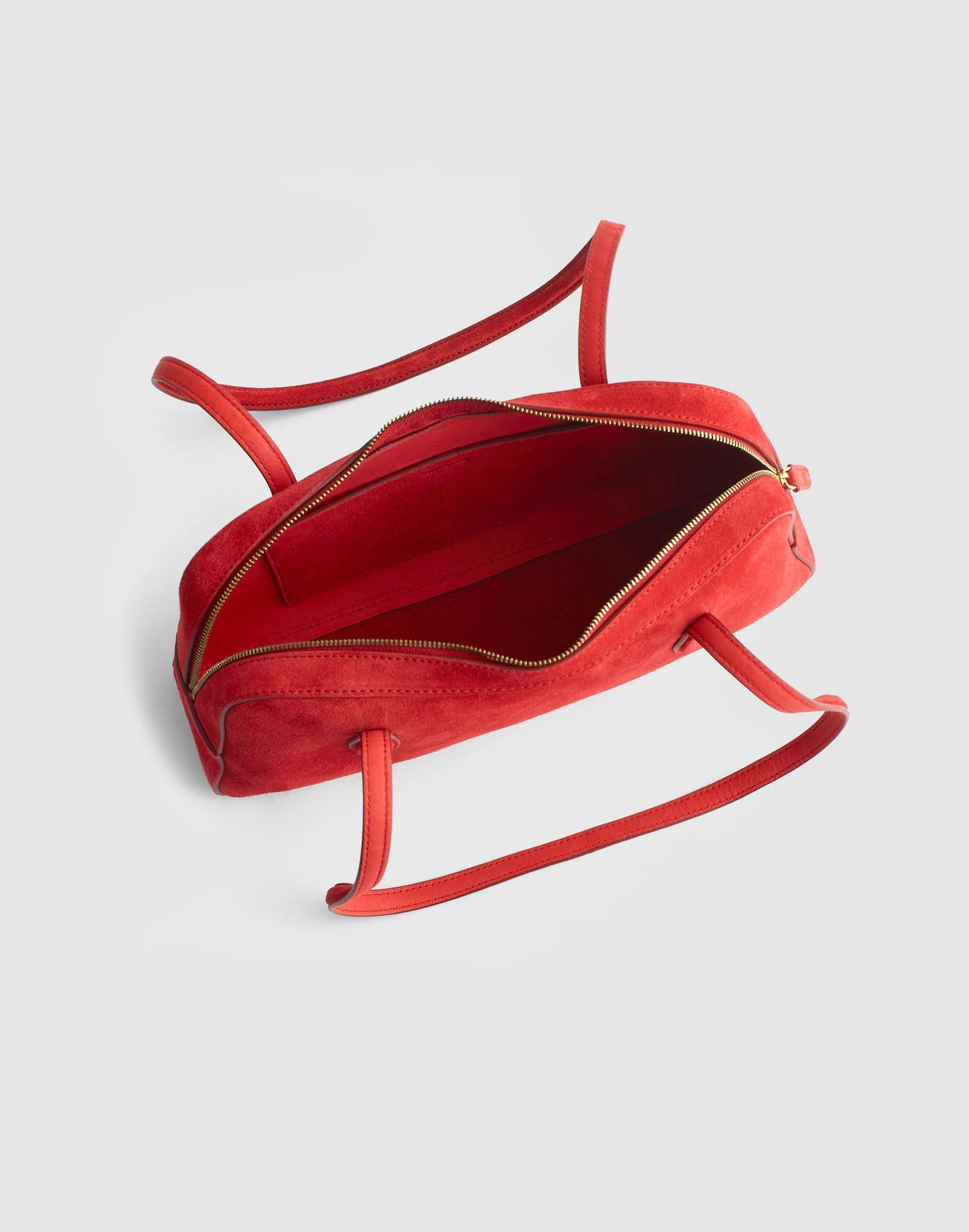 The Top-Zip Shoulder Bag in Suede Product Image