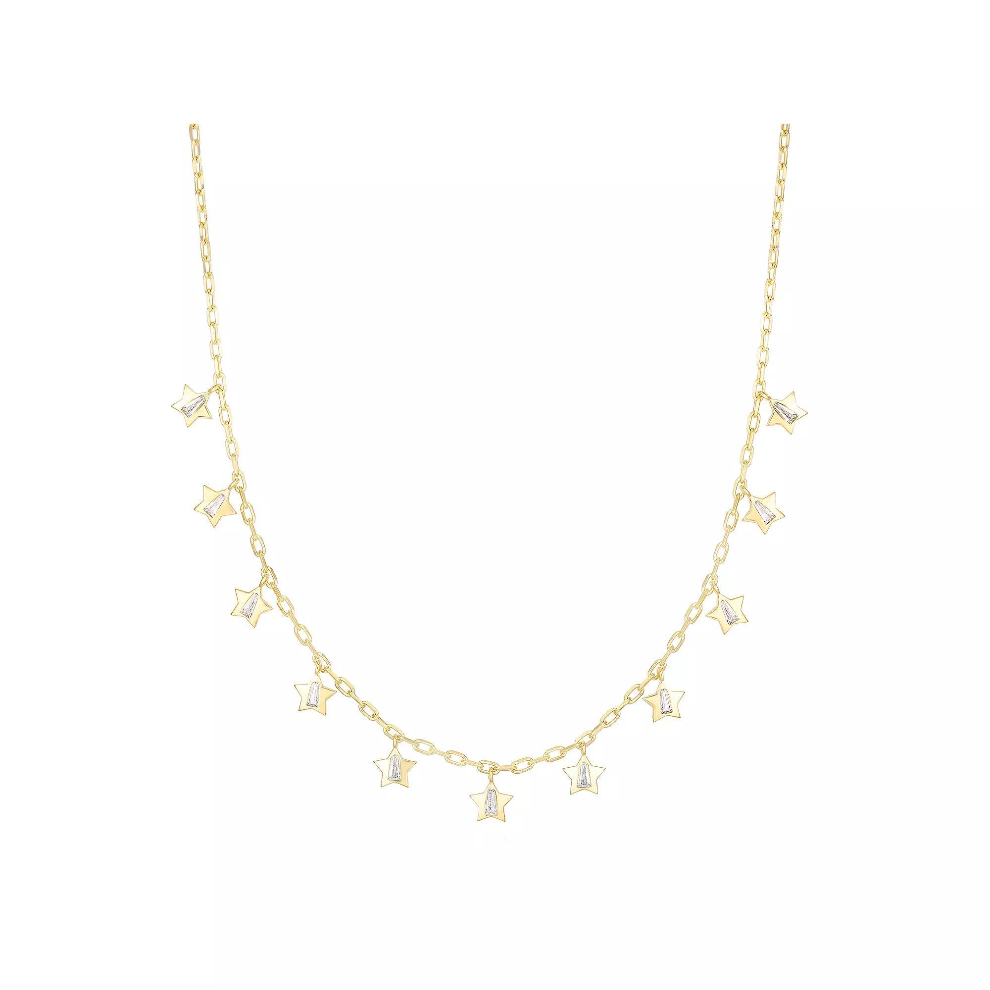 Sunkissed Sterling Cubic Zirconia Star Charm Necklace, Women's, Size: 18", Gold Tone Product Image