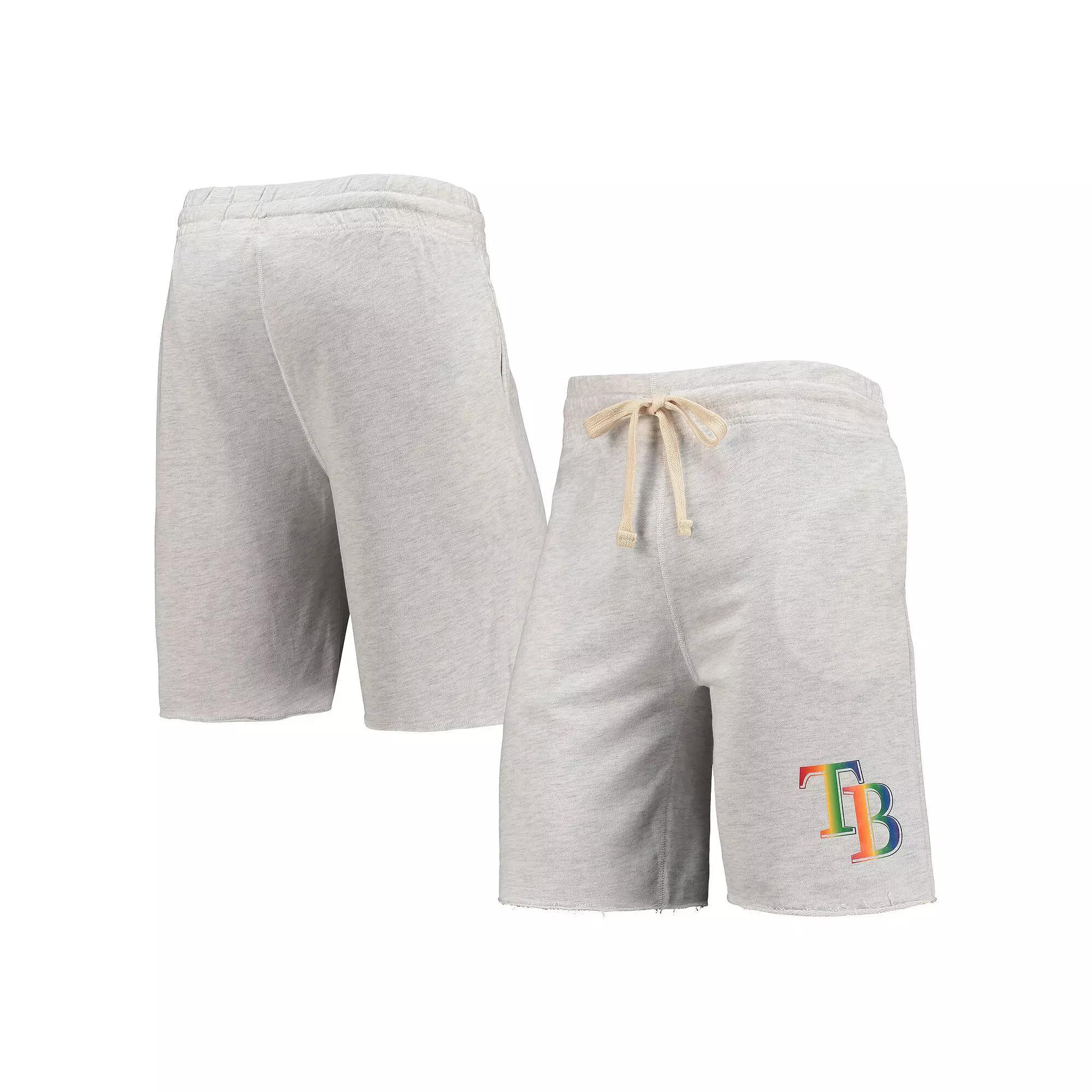 Men's Concepts Sport Oatmeal Tampa Bay Rays Mainstream Logo Terry Tri-Blend Shorts, Size: Medium, Team Product Image