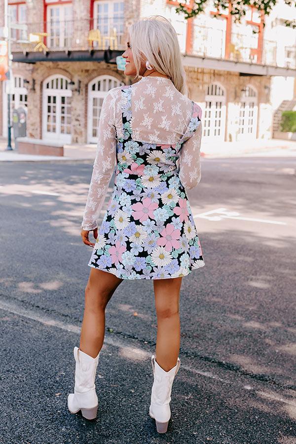 Hours Of Flowers Denim Mini Dress Product Image