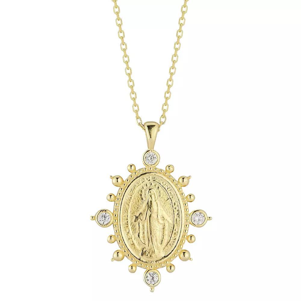 Sunkissed Sterling Cubic Zirconia Virgin Mary Necklace, Women's, Gold Tone Product Image