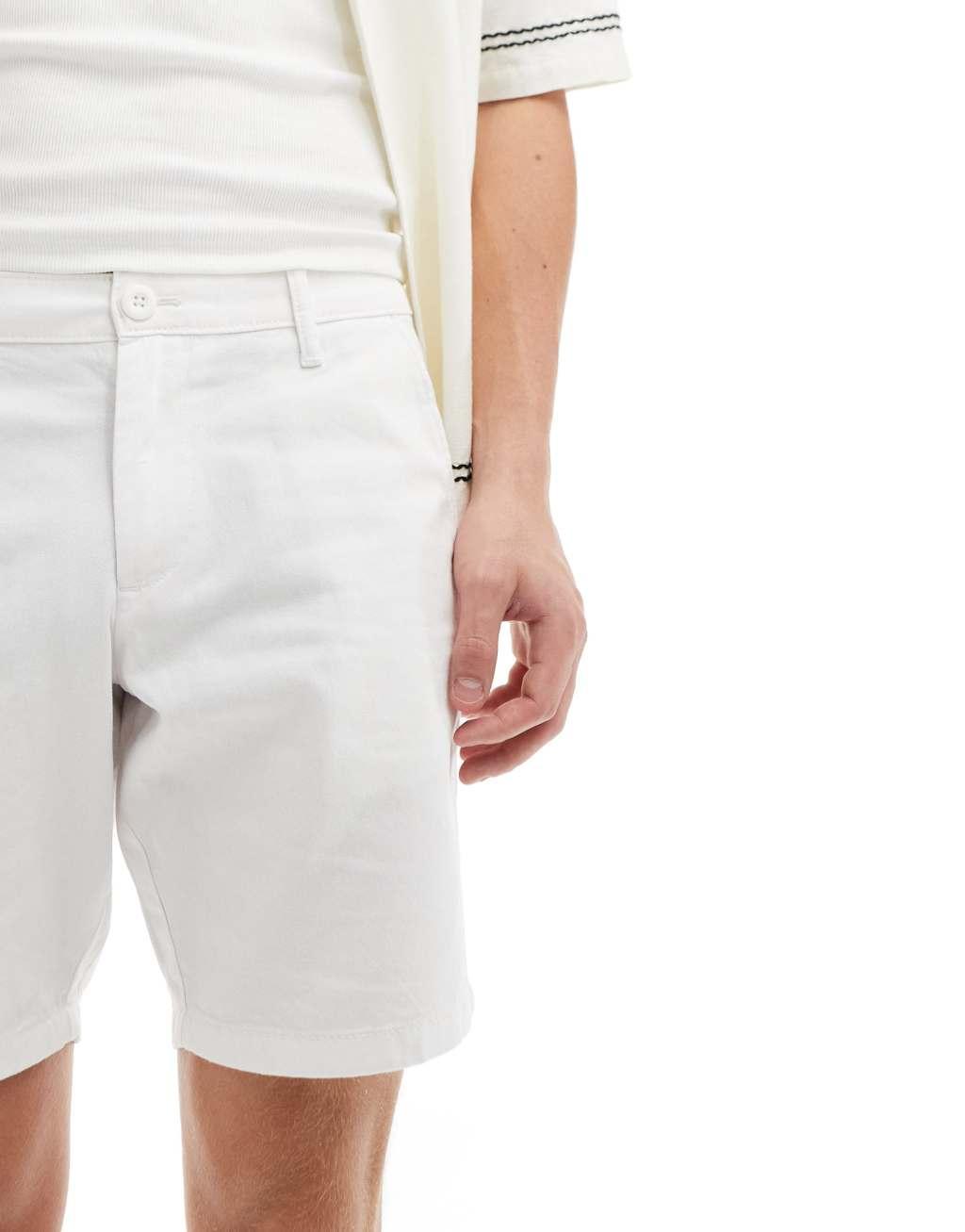 ASOS DESIGN slim stretch chino shorts in white Product Image