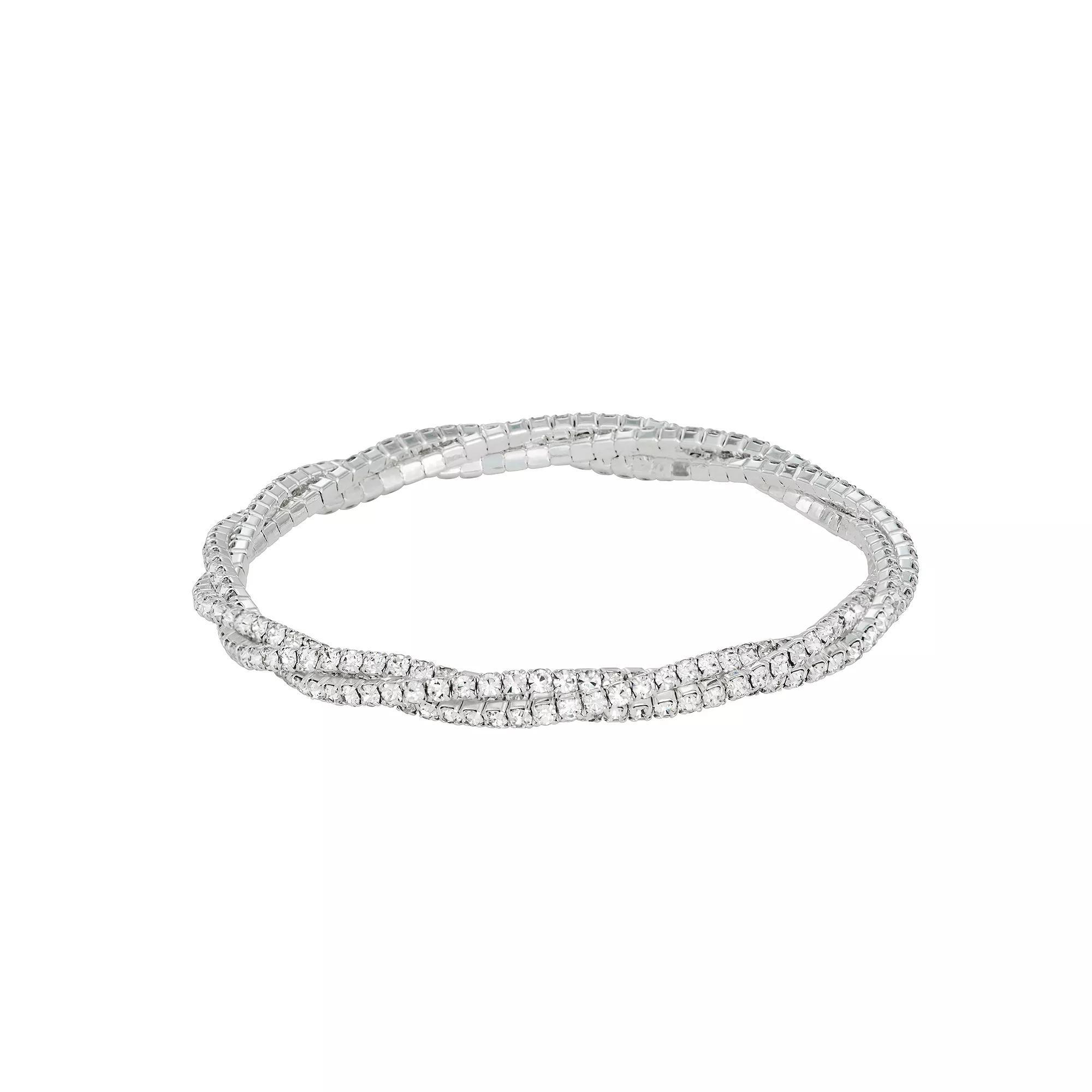 Vieste Special Occasion Four-Row Twist Stretch Bracelet, Women's, Silver Tone Product Image