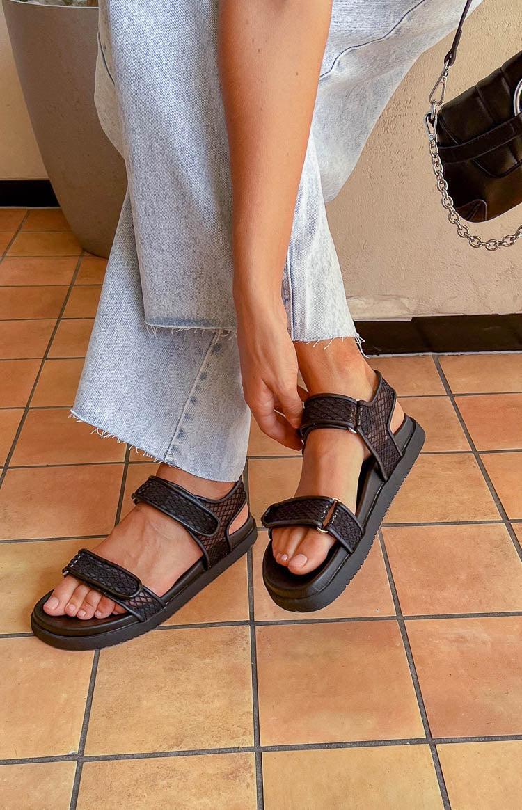 Therapy Rhode Black PU Sandals Product Image