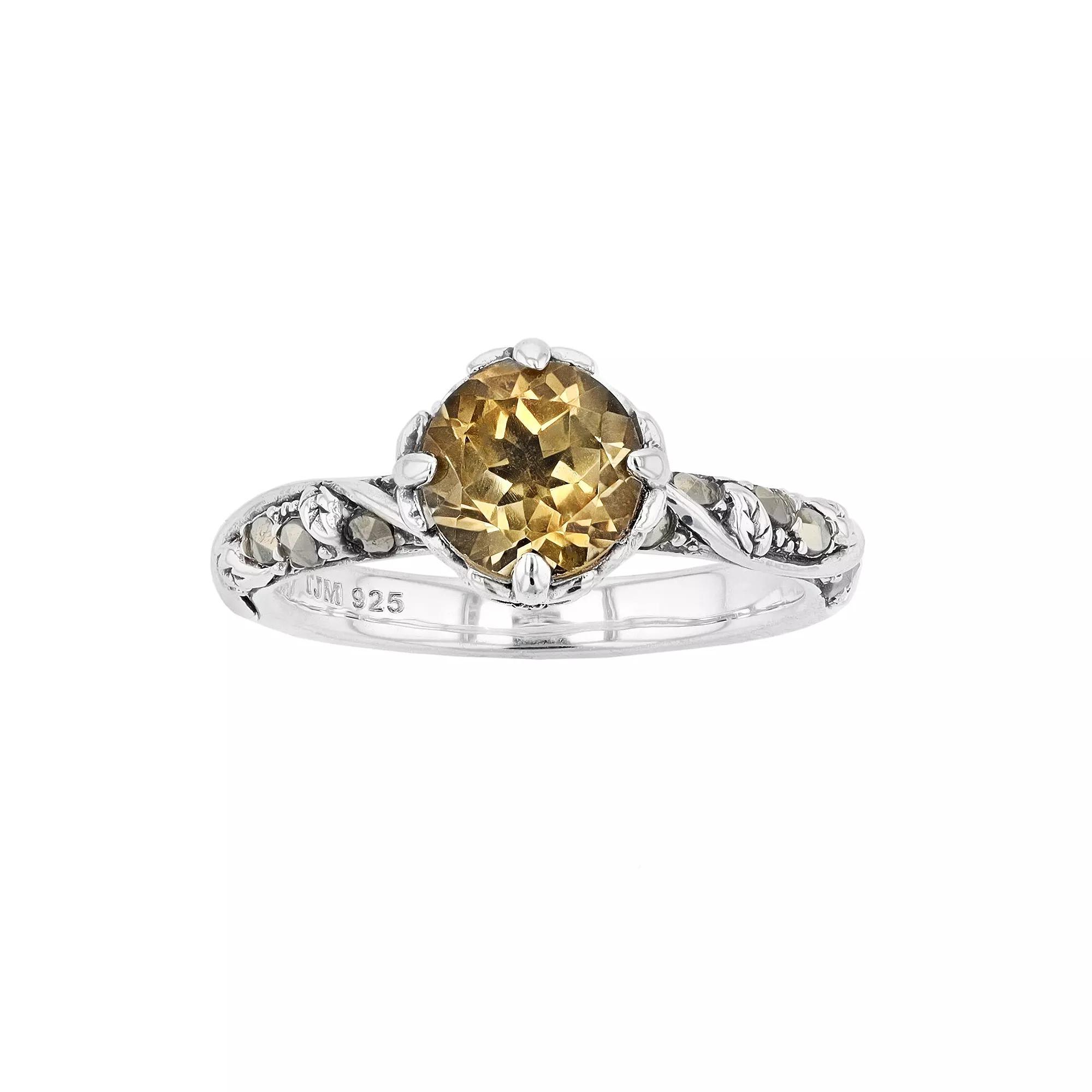 Lavish by TJM Sterling Silver Citrine & Marcasite Ring, Women's, Size: 6 Product Image