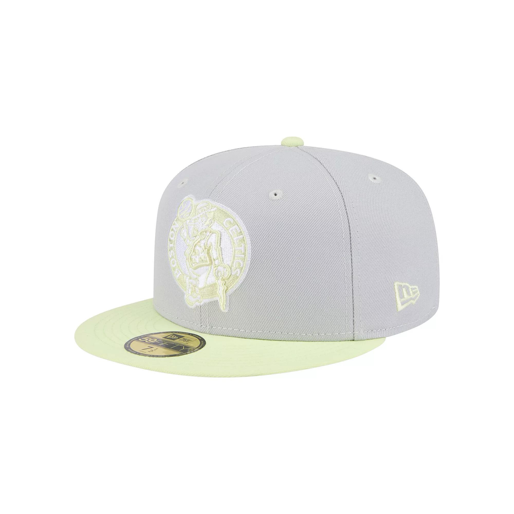 Men's New Era  Gray/Green Boston Celtics Color Pack 2-Tone 59FIFTY Fitted Hat, Size: 7 1/2, Grey Product Image