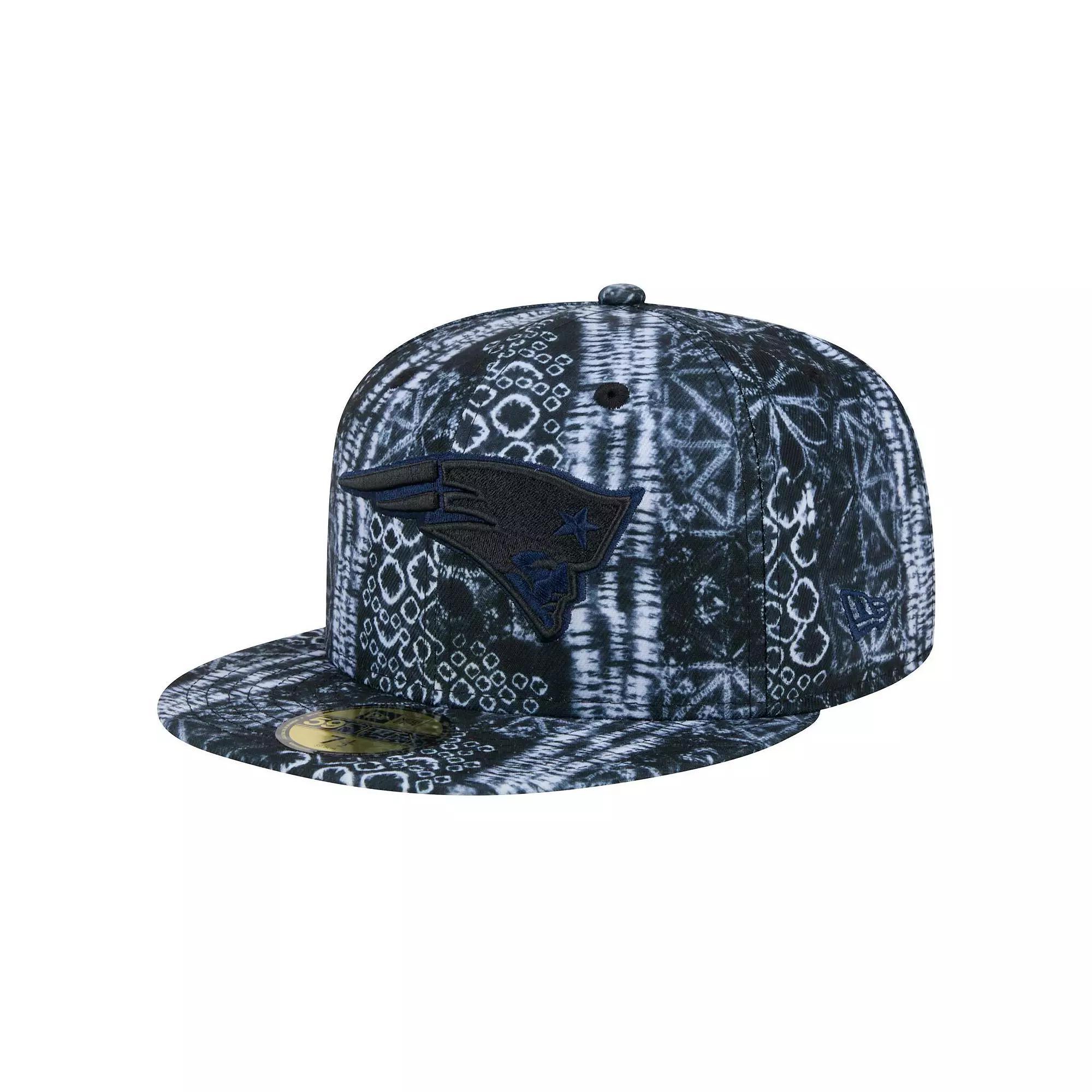Men's New Era Black New England Patriots Shibori 59FIFTY Fitted Hat, Size: 7 7/8 Product Image