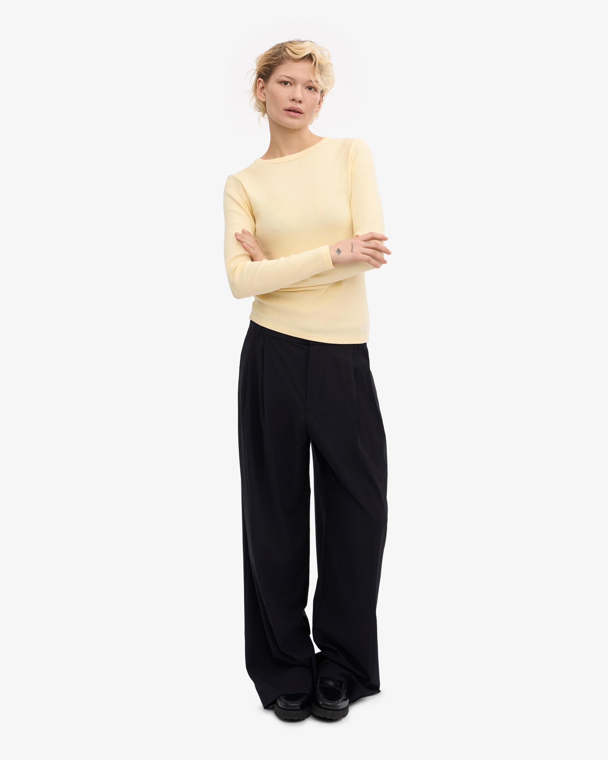 Women Organic Rib LS T-Shirt - Soft Yellow Product Image
