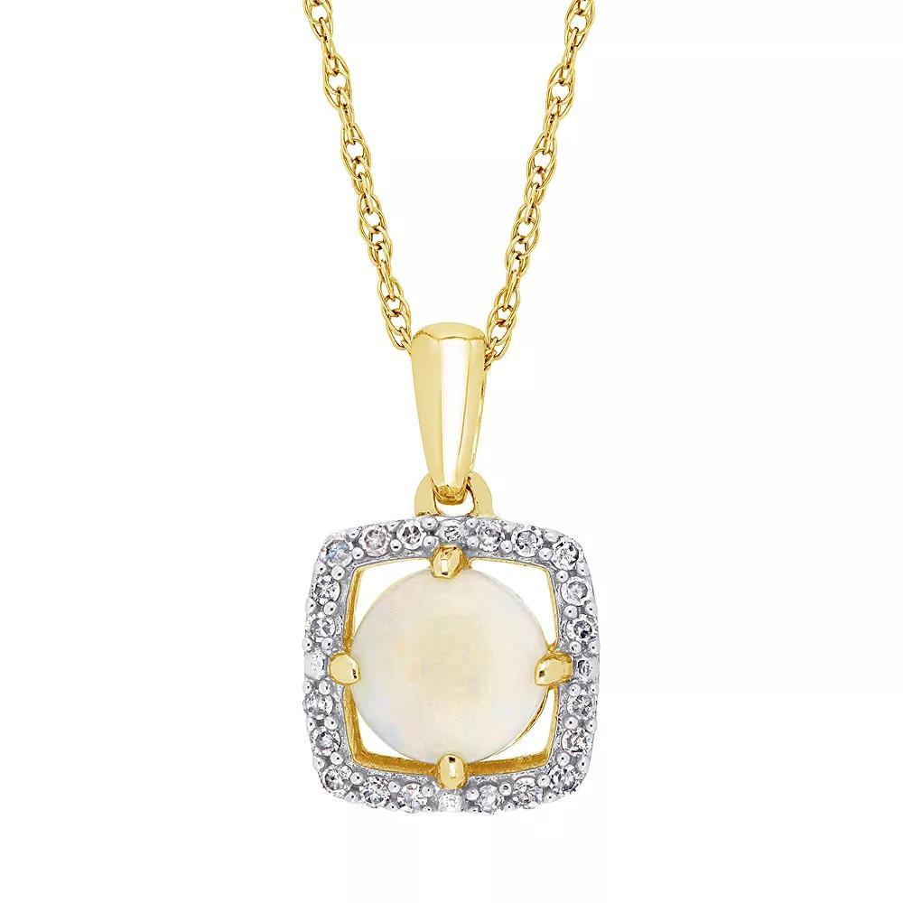 Stella Grace 10K Gold Gemstone & 1/10 ct. T.W. Diamond Frame Pendant Necklace, Women's, Size: 17", White Product Image