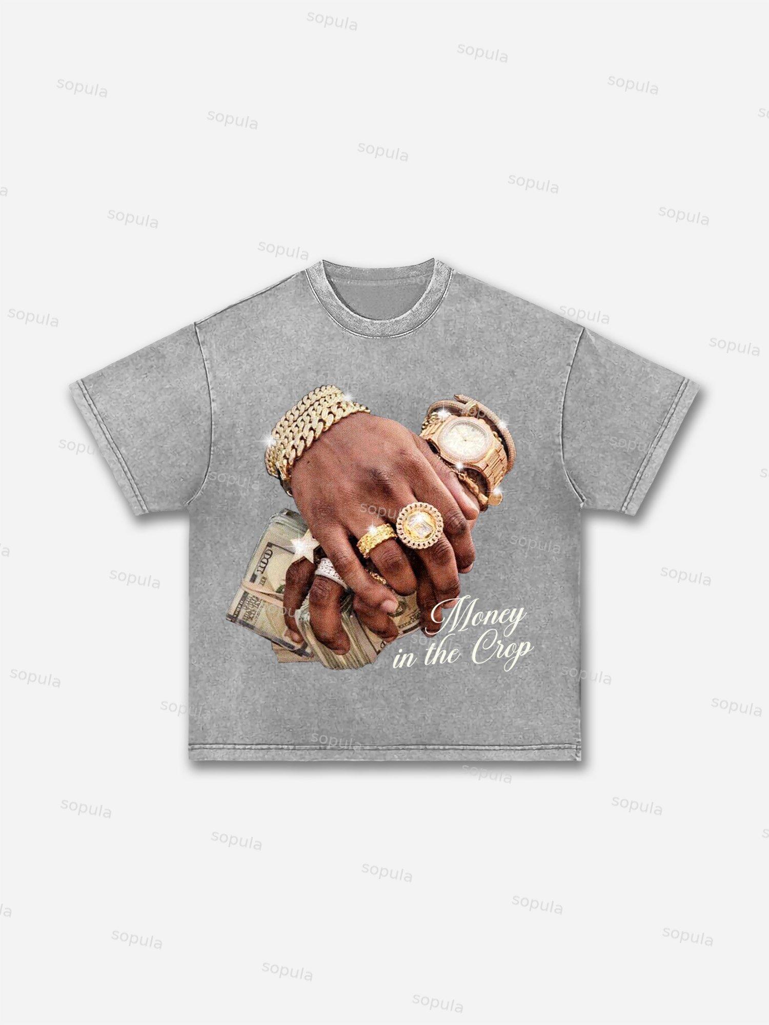 Money In The Bank Jewelry Graphic Acid Wash T-shirt Product Image