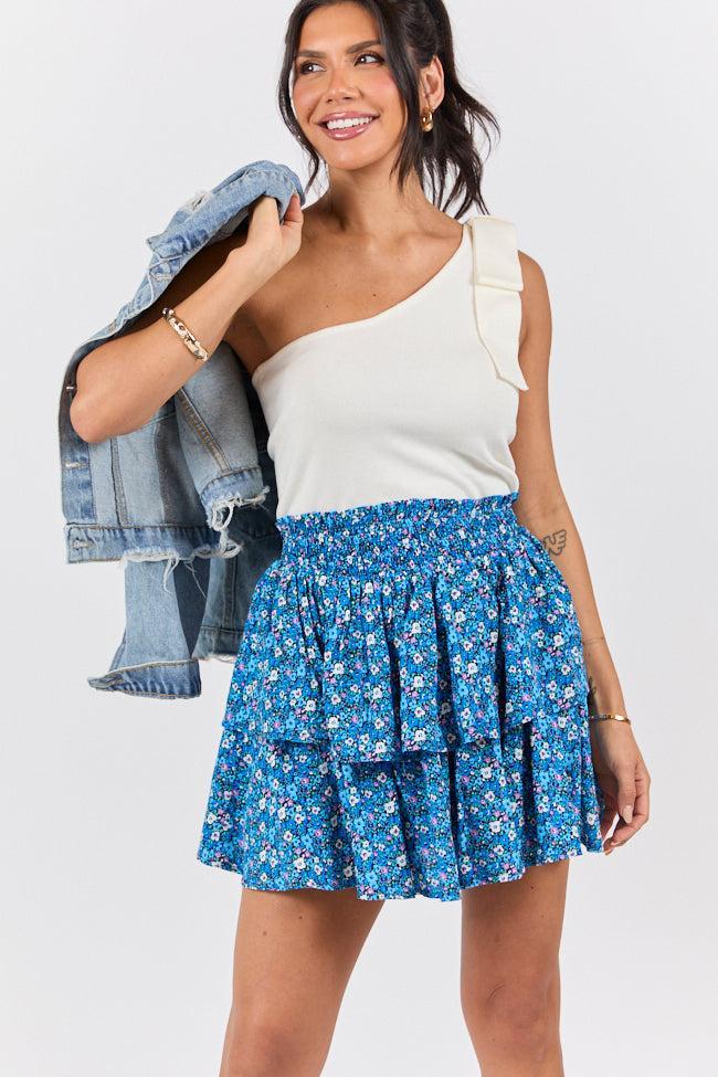 Breezy Navy Floral Tiered Skort SALE Product Image