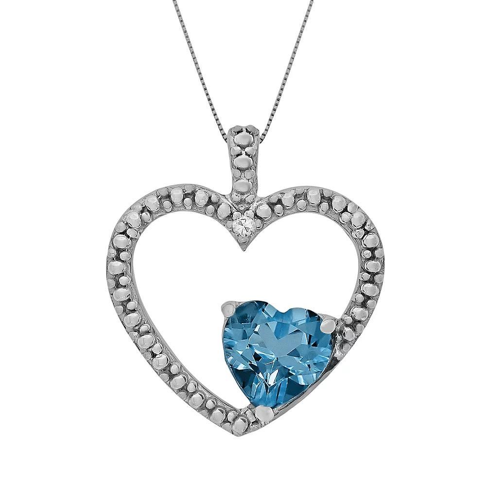 Gemminded Sterling Silver Garnet and Diamond Accent Heart Pendant, Women's, Size: 18", Red Product Image