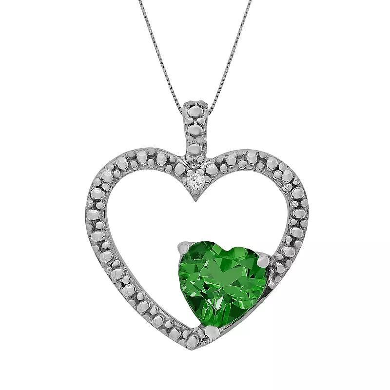 Gemminded Sterling Silver Garnet and Diamond Accent Heart Pendant, Women's, Size: 18", Red Product Image