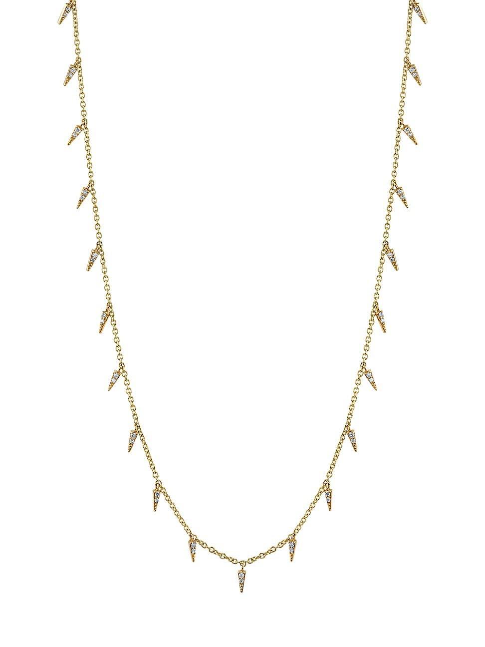 Womens 14k Yellow Gold & Diamond Small Fringe Necklace Product Image